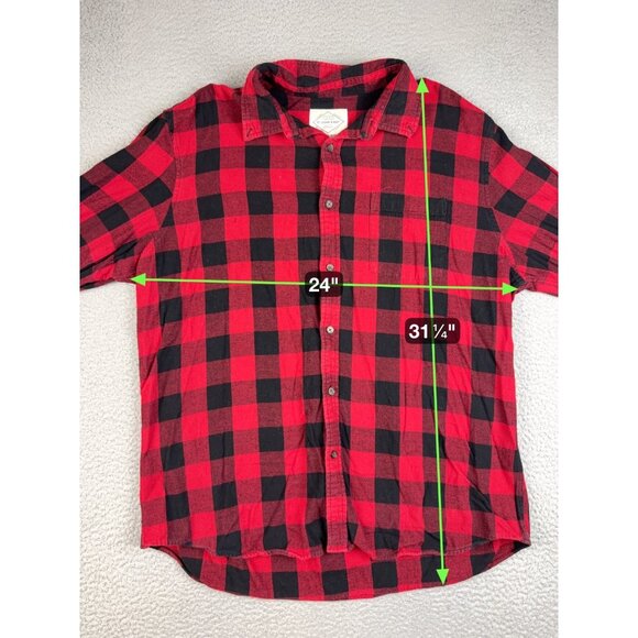 St Johns Bay Flannel Button Shirt Extra Large Red Black Buffalo Plaid Super Soft - Picture 3 of 7